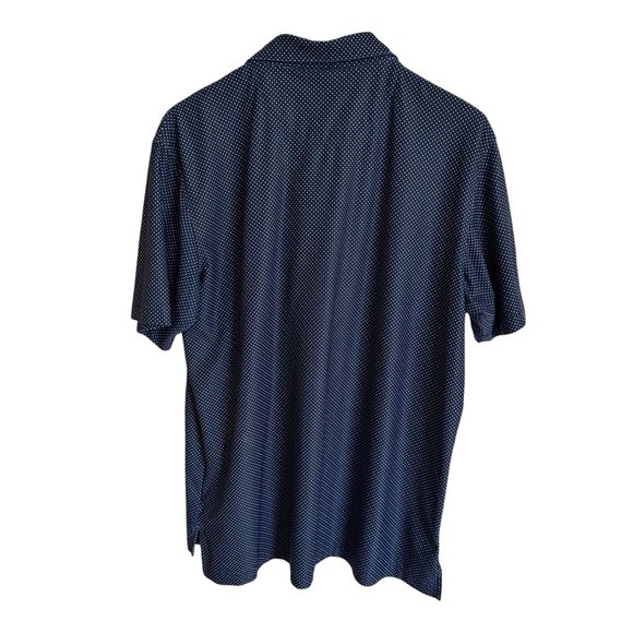 Peter Millar Mens large Summer Comfort Navy Blue Polo Shirt Polka Dot Golf - Picture 2 of 4